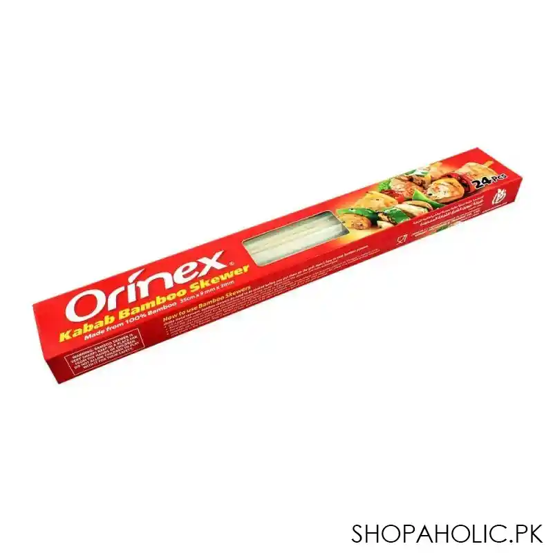 orinex kabab bamboo skewer, flat, 35cm x 9mm, 3mm, 24 pack main image