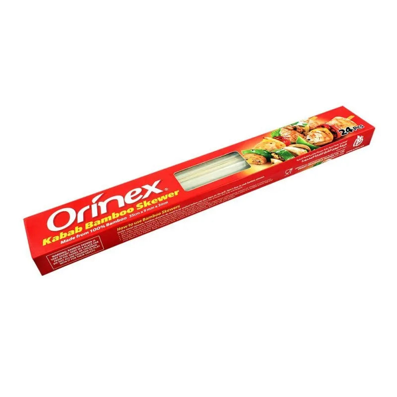 orinex kabab bamboo skewer, flat, 35cm x 9mm, 3mm, 24 pack main image