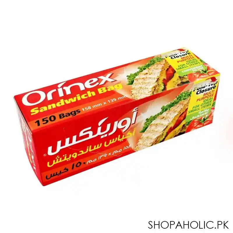 orinex multi purpose sandwich bags, 6.2x5.4 inches, fold top closure, 150 pack, food grade main image