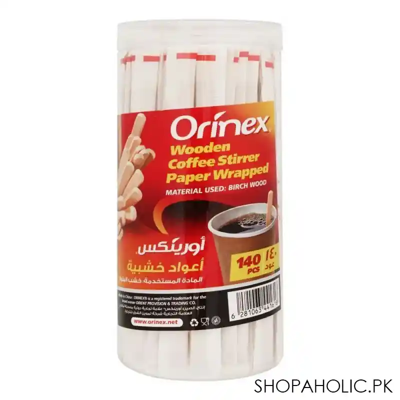 orinex wooden coffee stirrer paper wrapped, 140 pack main image