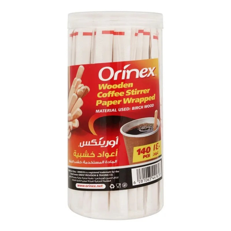 orinex wooden coffee stirrer paper wrapped, 140 pack main image