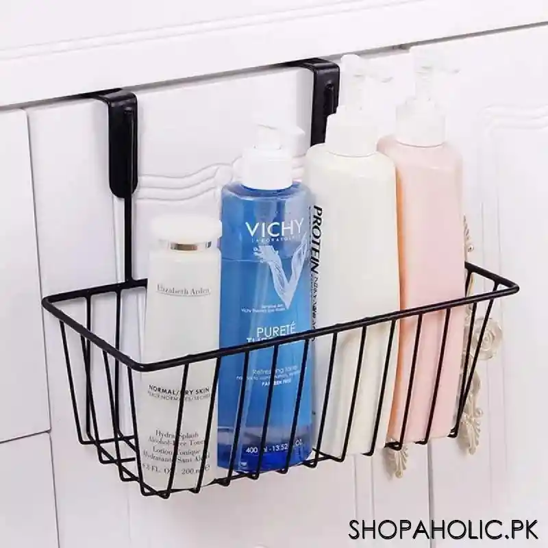 over the cabinet hanging iron storage basket for kitchen and bathroom image4