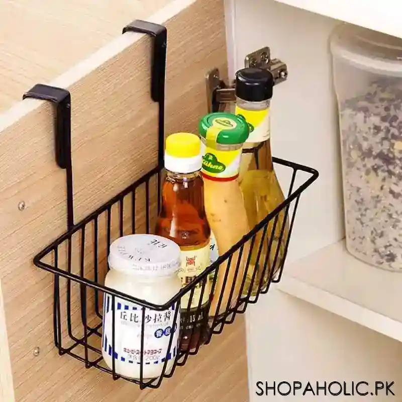 over the cabinet hanging iron storage basket for kitchen and bathroom main image