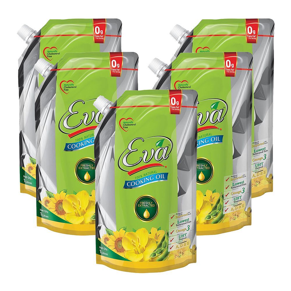 Eva Cooking Oil, 1 Liter Each, 5-Pack - Main Image