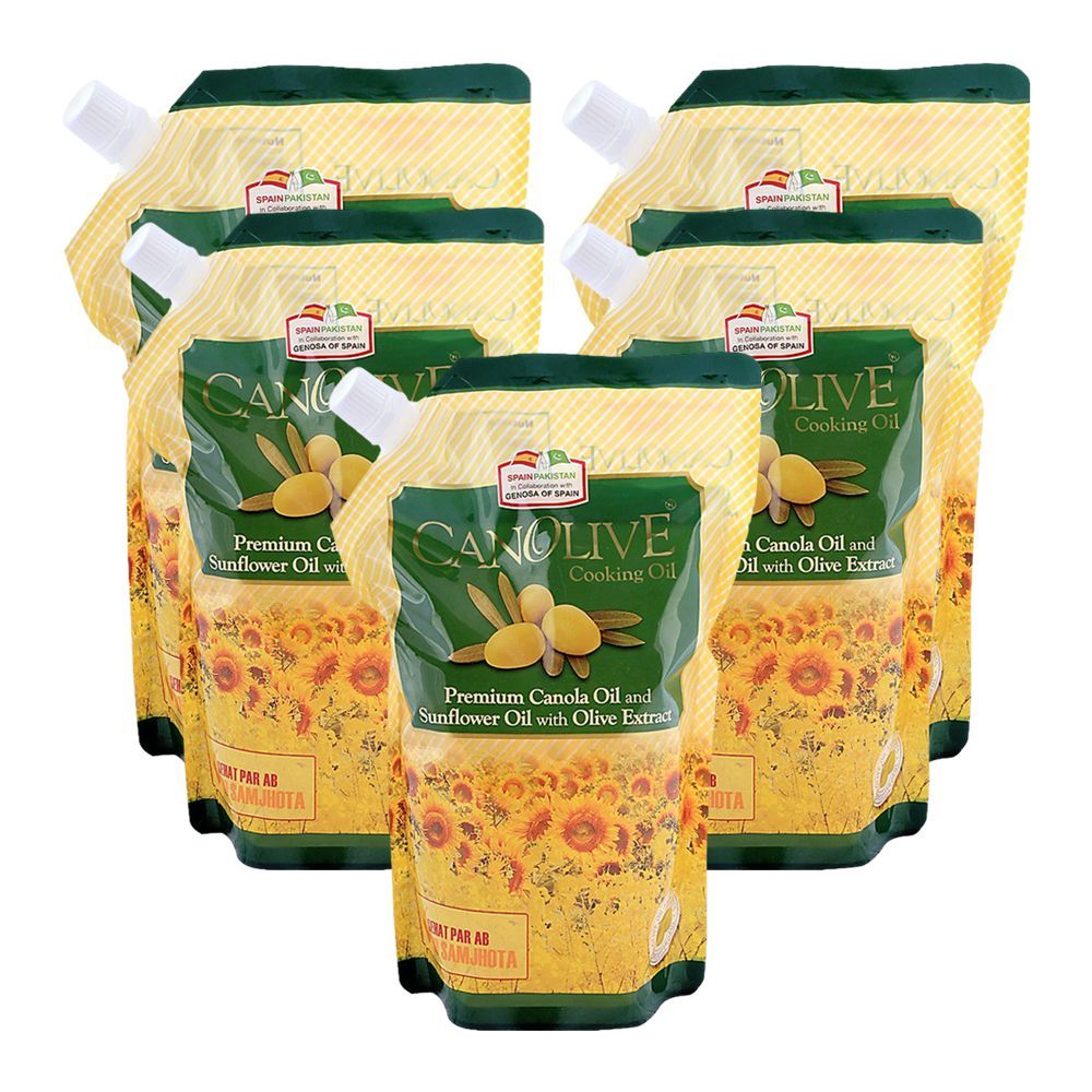 Canolive Premium Canola and Sunflower Oil, 1 Liter Each, 5-Pack - Main Image