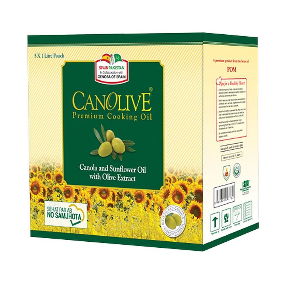 Canolive Premium Canola and Sunflower Oil, 1 Liter Each, 5-Pack - Image 2