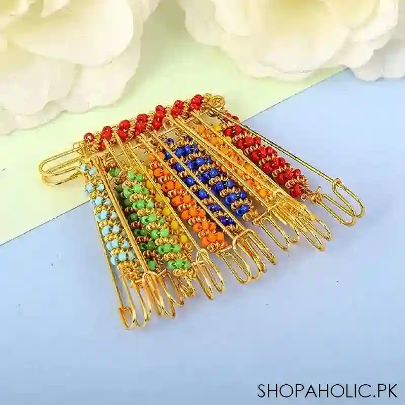 pack of 12 multicolor bead pin main image