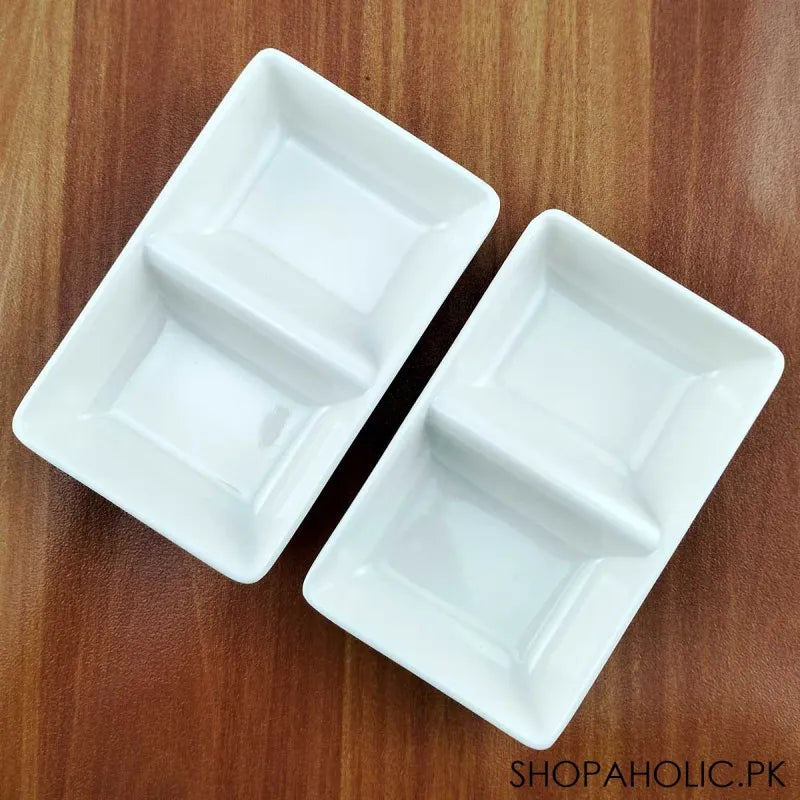 (pack of 2) 2 sections melamine pickle and sauces dish image2