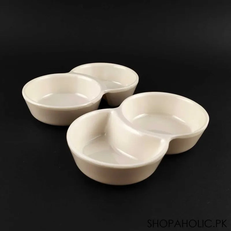 (pack of 2) 2 sections round shape melamine pickle sauces dish image2