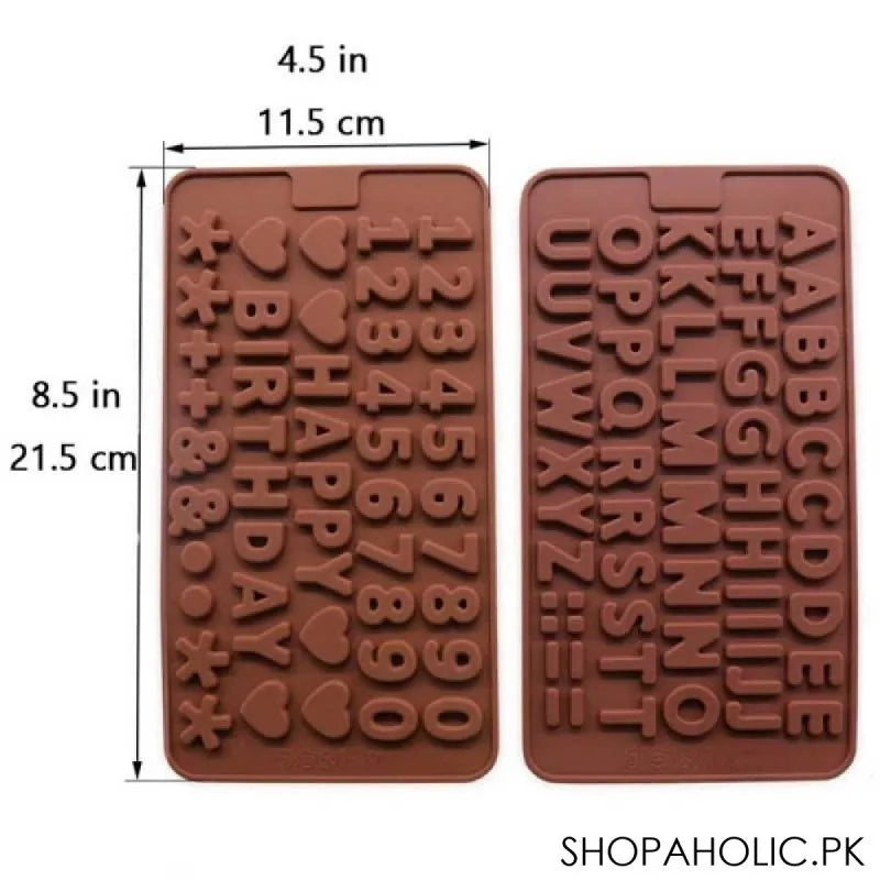 (pack of 2) silicone letter and number chocolate molds with happy birthday cake decorations image2