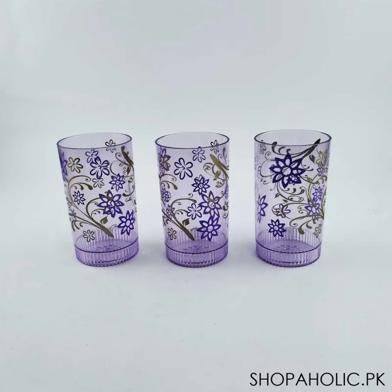 (pack of 3) flower printed crystal glass main image