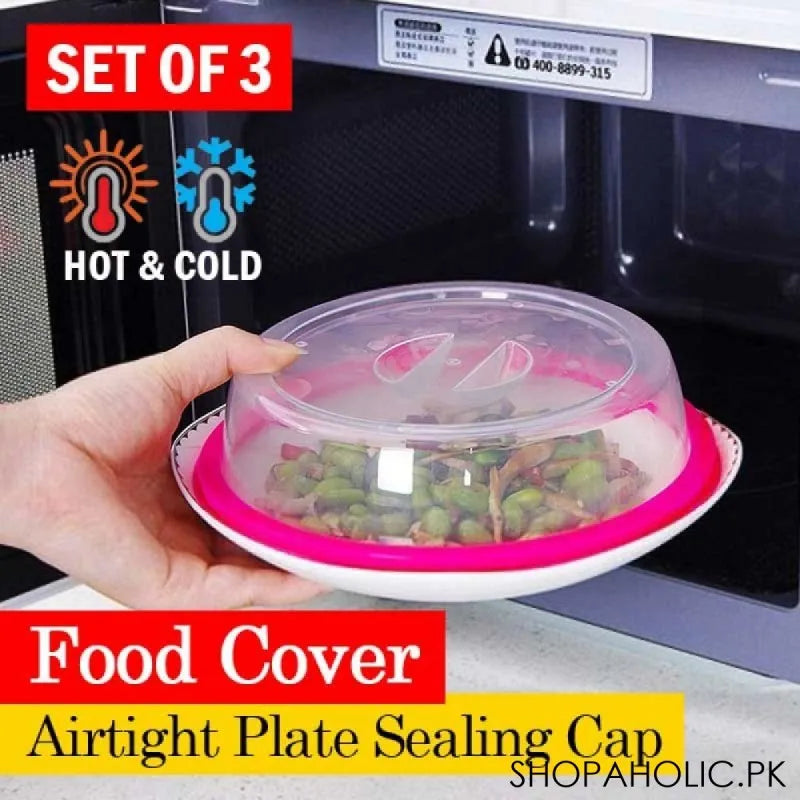 (pack of 3) foodcap airtight plate cover main image