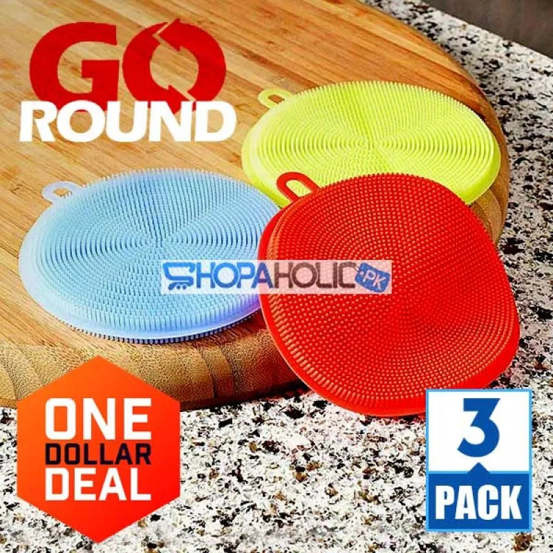 (pack of 3) go round silicone dish washing sponge main image