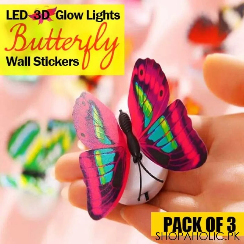 (pack of 3) led 3d butterfly wall lights main image