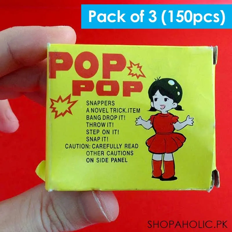 (pack of 3) pop pop fun mini sparkling crackers for kids (approximately 150 snappers) main image