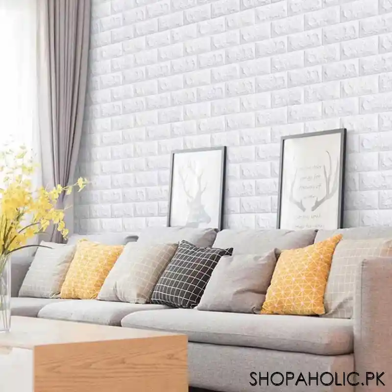 (pack of 4) 3d self adhesive brick wallpaper stickers image2