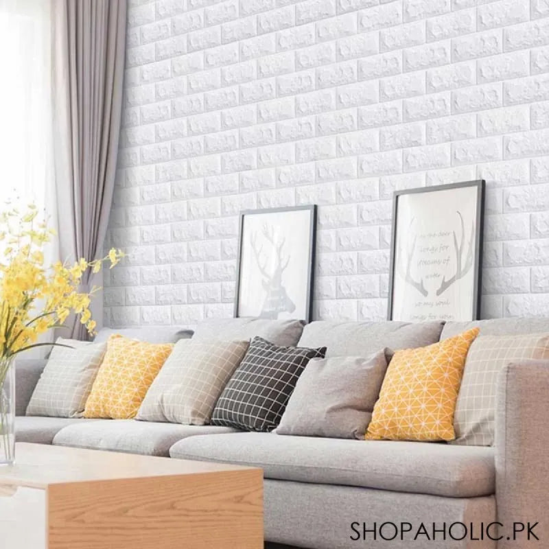 (pack of 4) 3d self adhesive brick wallpaper stickers image2