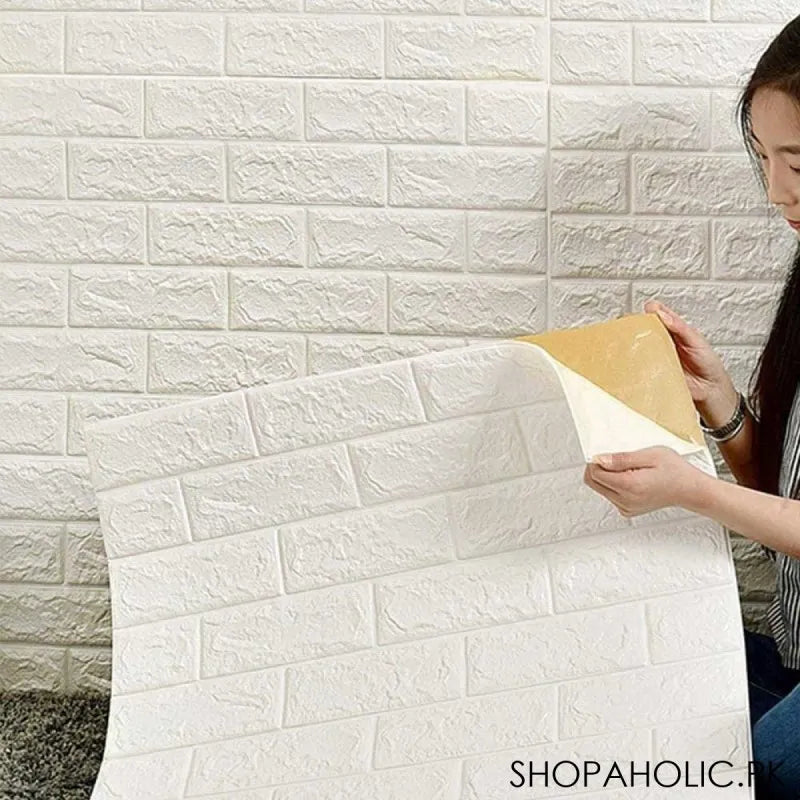 (pack of 4) 3d self adhesive brick wallpaper stickers image3