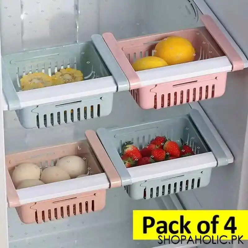 (pack of 4) imperial adjustable fridge storage tray basket main image