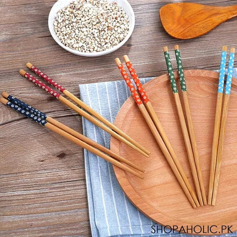 (pack of 4 pair) hot reusable chinese classic wooden chopsticks image2