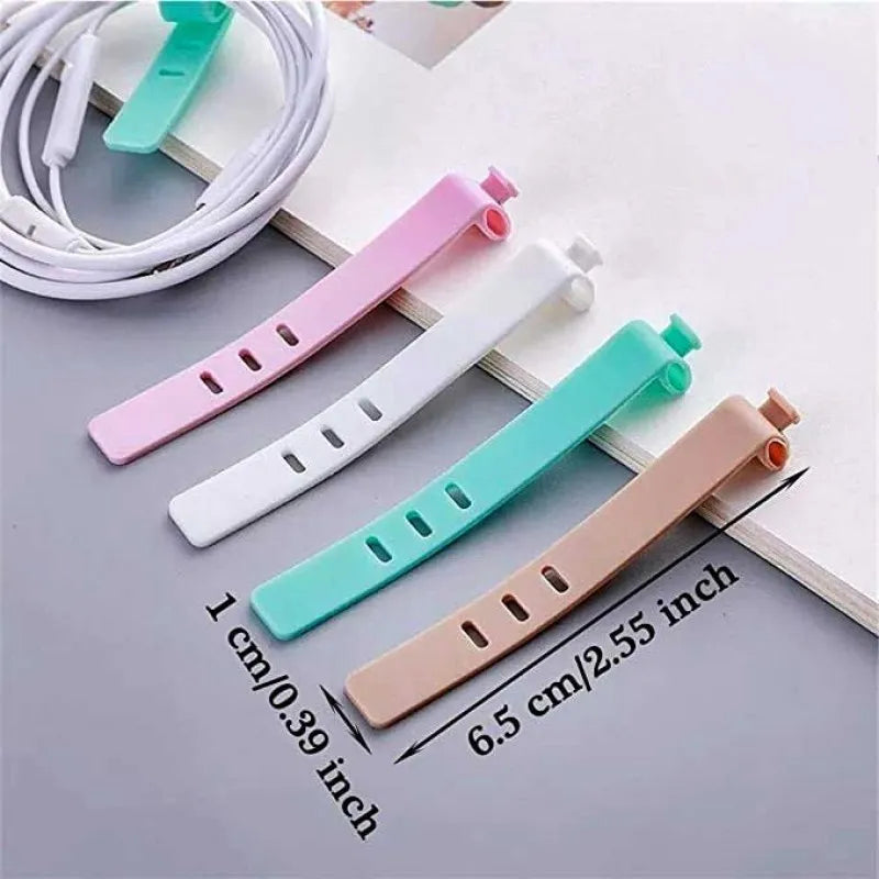 (pack of 4) silicone wire band tie cable organizer image2