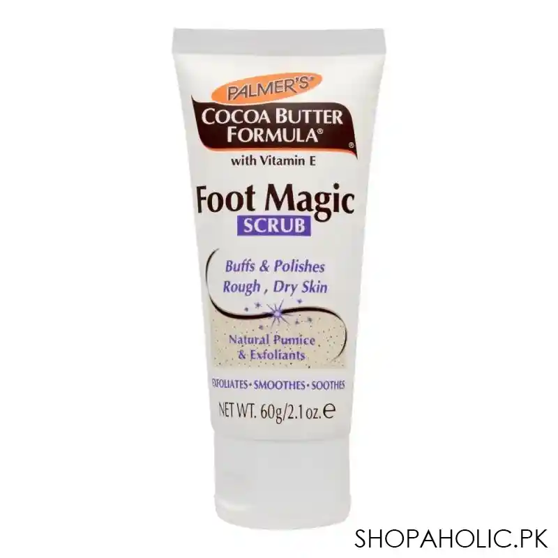 palmer's cocoa butter foot magic scrub, buffs & polishes rough & dry skin, 60g main image