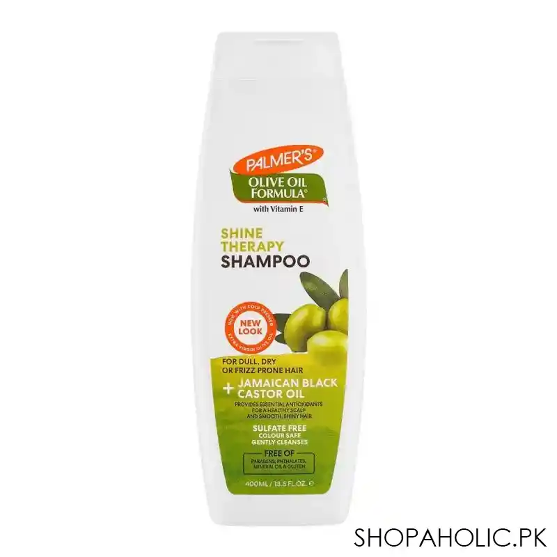 palmer's olive oil shine therapy shampoo with jamaican black + castor oil, for dull, dry or frizzy prone hair, 400ml main image