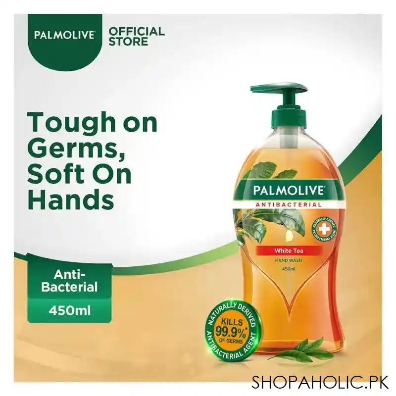 palmolive antibacterial white tea hand wash, 450ml main image