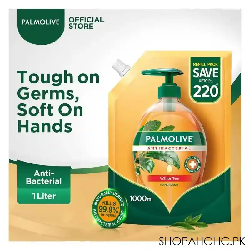 palmolive antibacterial white tea hand wash, refill, 1000ml main image