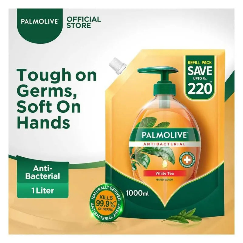 palmolive antibacterial white tea hand wash, refill, 1000ml main image