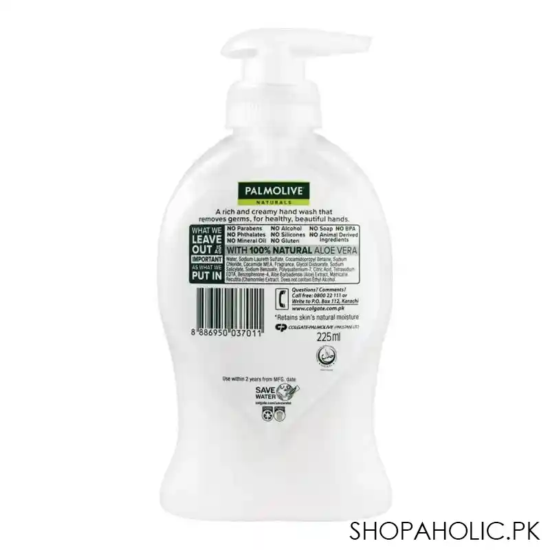 palmolive naturals aloe vera & chamomile hand wash, 225ml image3