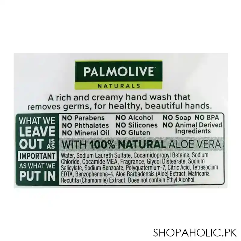 palmolive naturals aloe vera & chamomile hand wash, 225ml image4