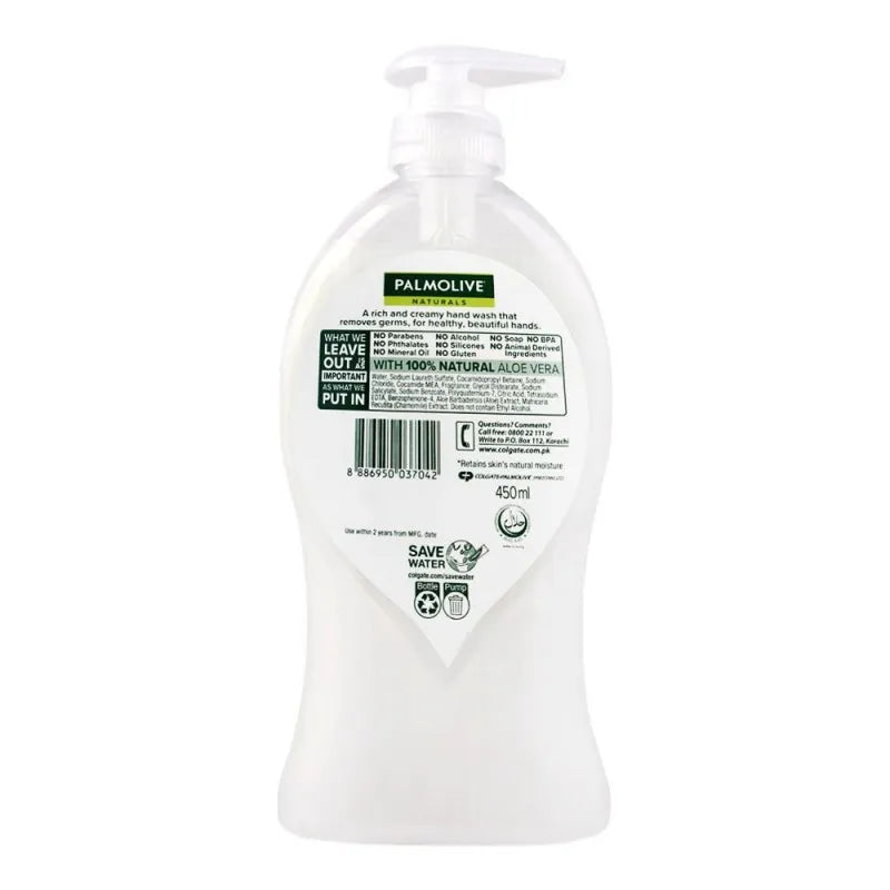 palmolive naturals aloe vera & chamomile hand wash, 450ml image3