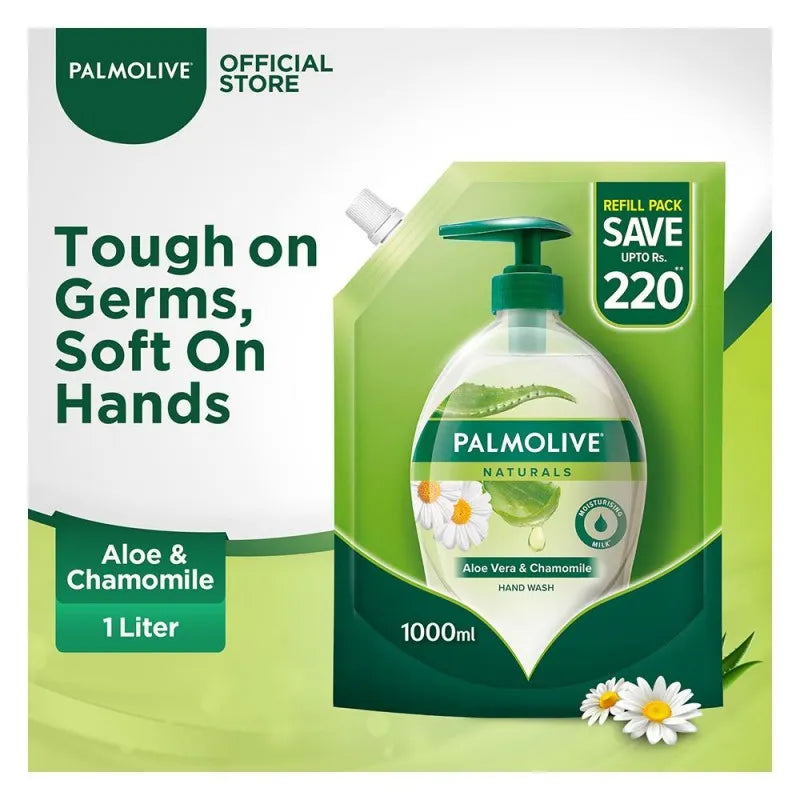 palmolive naturals aloe vera & chamomile hand wash, refill, 1000ml main image