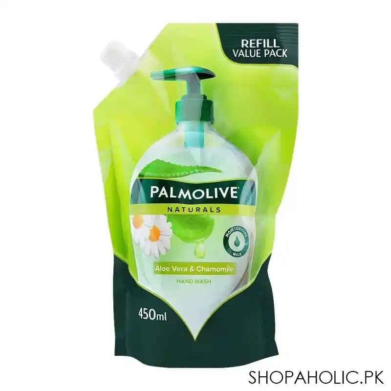 palmolive naturals aloe vera & chamomile liquid hand wash, refill, 450ml, pouch main image