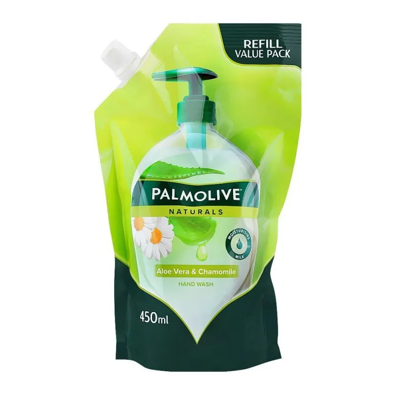 palmolive naturals aloe vera & chamomile liquid hand wash, refill, 450ml, pouch main image