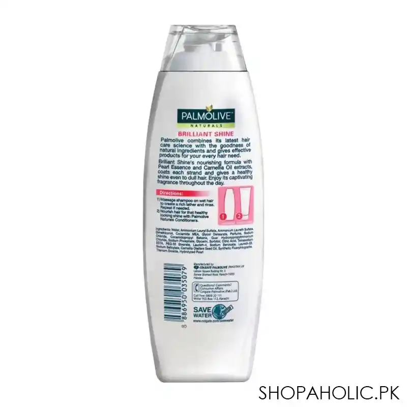 palmolive naturals brilliant shine shampoo, per essence & camellia oil, for dull hair, 180ml image2