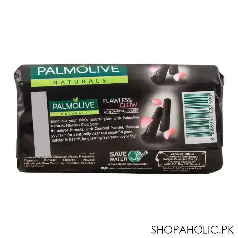 palmolive naturals flawless glow soap, with charcoal powder, 145g image2