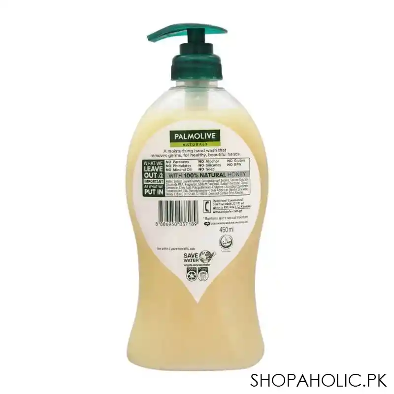 palmolive naturals milk & honey liquid hand wash, 450ml image3