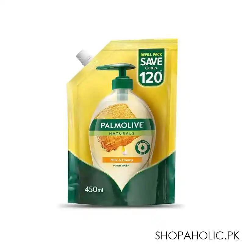 palmolive naturals milk & honey liquid hand wash, refill, 450ml main image