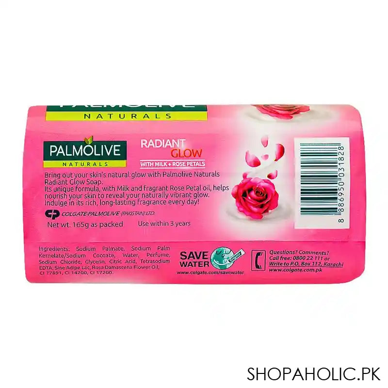 Palmolive Naturals Radiant Glow Milk & Rose Soap, 165g - Image 3