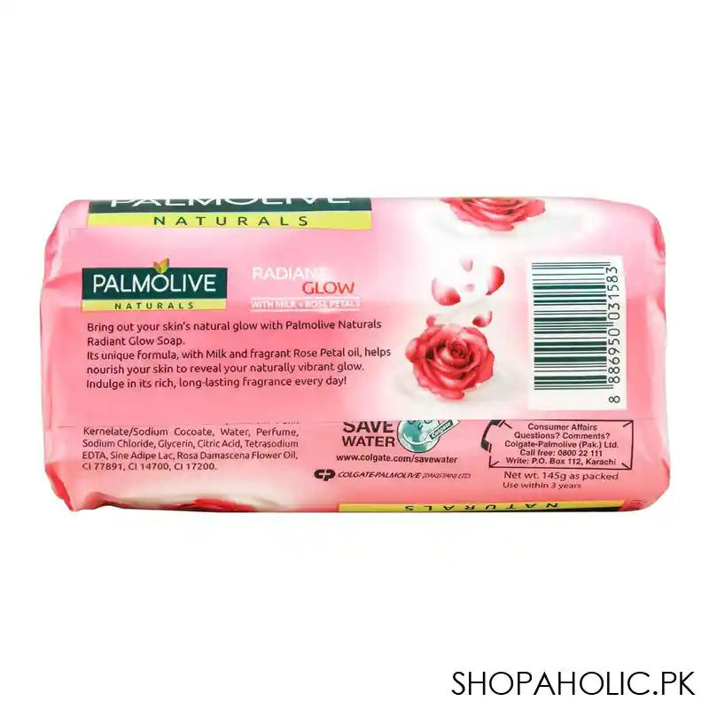 Palmolive Naturals Radiant Glow Soap, Milk + Rose Petals, 145g - Image 2