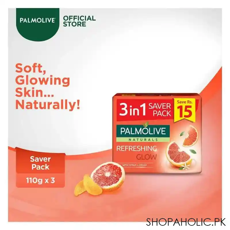 palmolive naturals refreshing glow soap, 3 in 1 pack, 3x110g main image