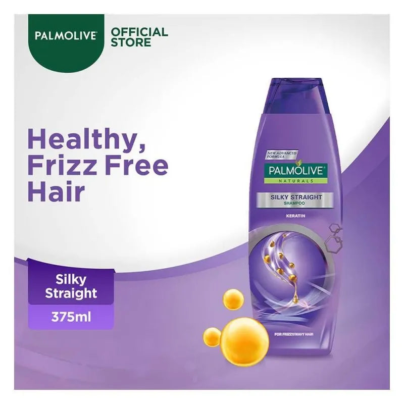 palmolive silky straight shampoo, keratin, 375ml main image