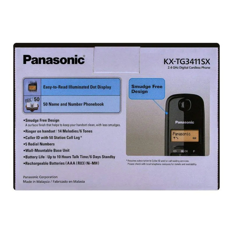 panasonic 2.4ghz digital cordless phone, black, kx tg3411bx image3