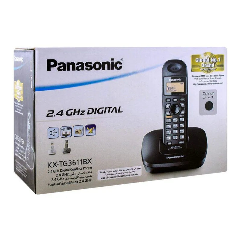 panasonic 2.4ghz digital cordless phone, black, kx tg3611bx image2