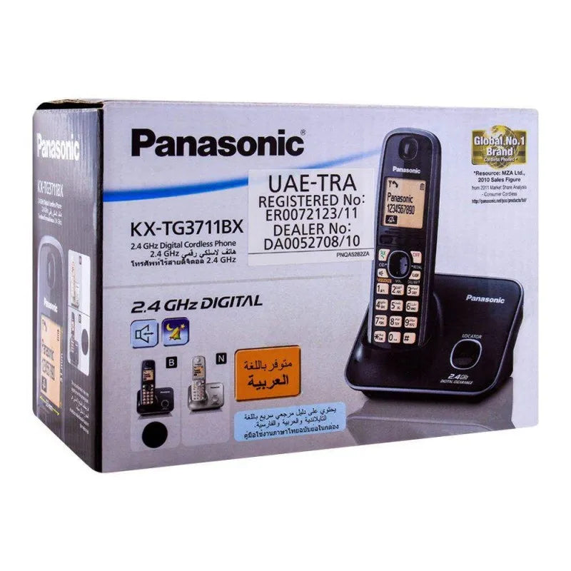 panasonic 2.4ghz digital cordless phone, black, kx tg3711bx image2