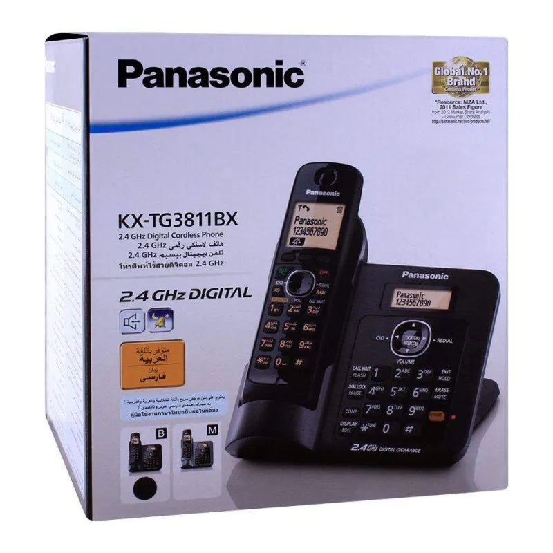 panasonic 2.4ghz digital cordless phone, black, kx tg3811bx image2