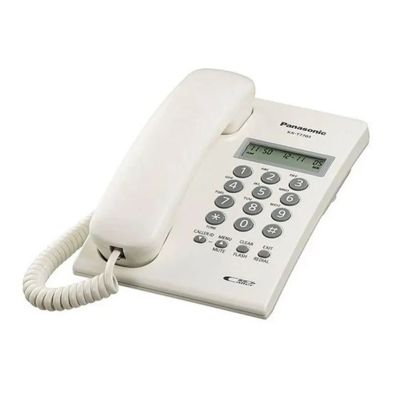 panasonic corded landline phone with caller id, white, kx t7703x main image