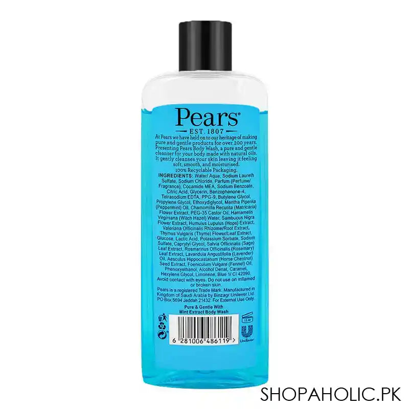 Pears Pure & Gentle Mint Extract Shower Gel, 250ml - Image 3